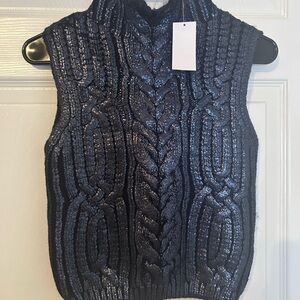 Jason Wu Midnight Blue Cable Knit Turtleneck Sweater Vest